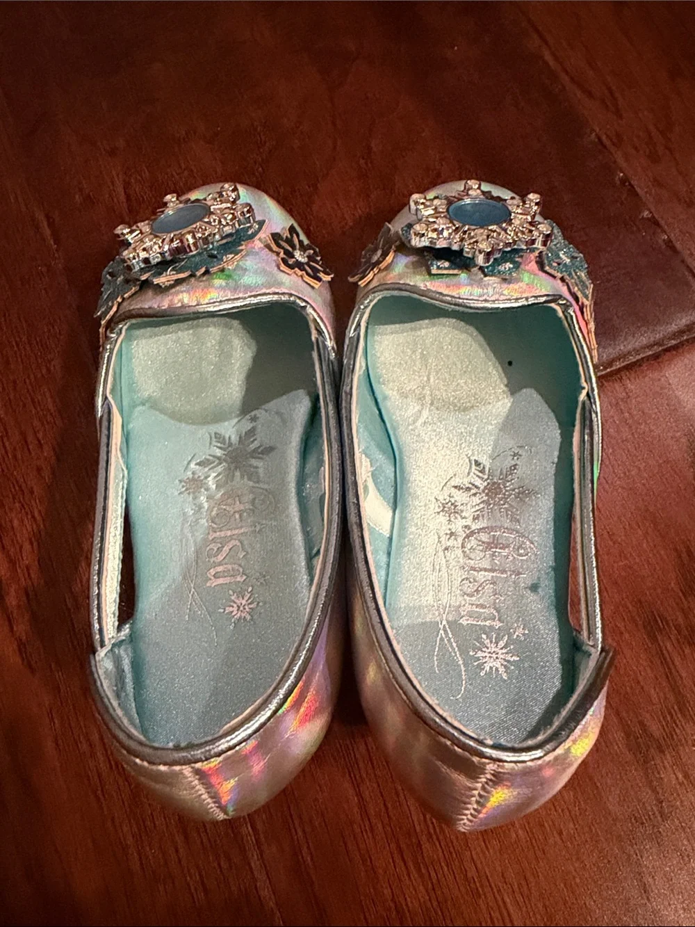 Disney Iridescent Rose Gold Gem Flower Ballet Flats